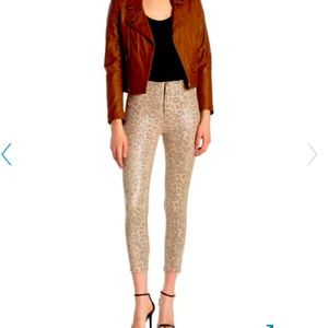 MOTHER Faux Suede Leopard Print Ankle Cut Pants